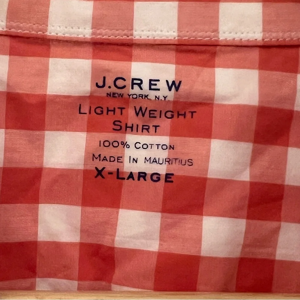 ✅ J‎. Crew XL Cotton lightweight Plaid checkered Long Sleeve Button Down Shirt